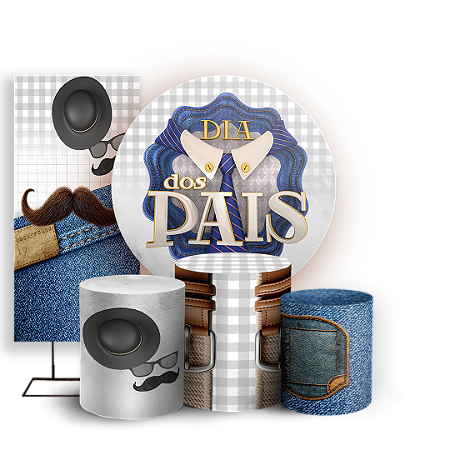 Capas Painel Redondo Trio Cilindro e Faixa Lateral Sublimado - Dia Dos Pais