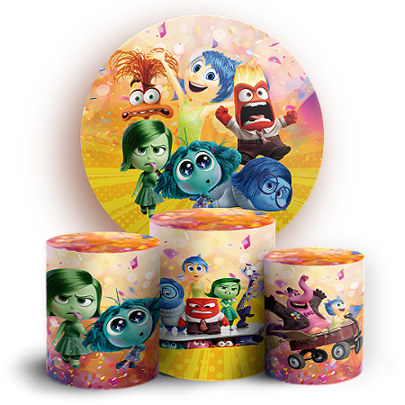 Capas Painel Redondo e Trio Cilindro Sublimado - Divertida Mente