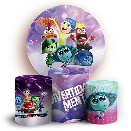 Capas Painel Redondo e Trio Cilindro Sublimado - Divertida Mente