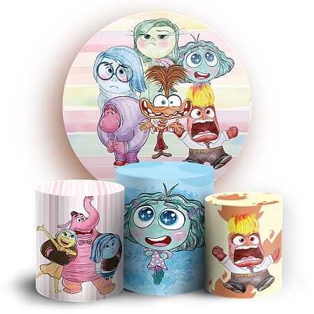 Capas Painel Redondo e Trio Cilindro Sublimado - Divertida Mente