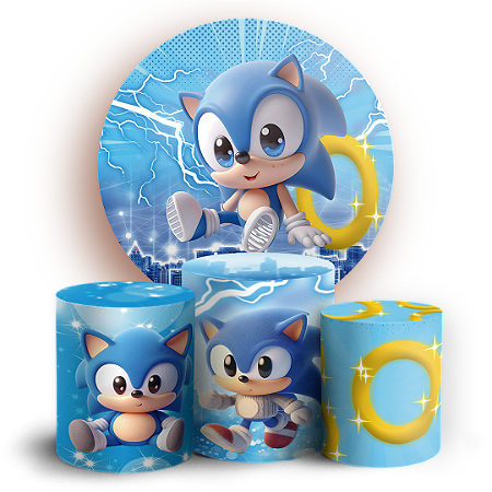 Capas Painel Redondo e Trio Cilindro Sublimado - Sonic