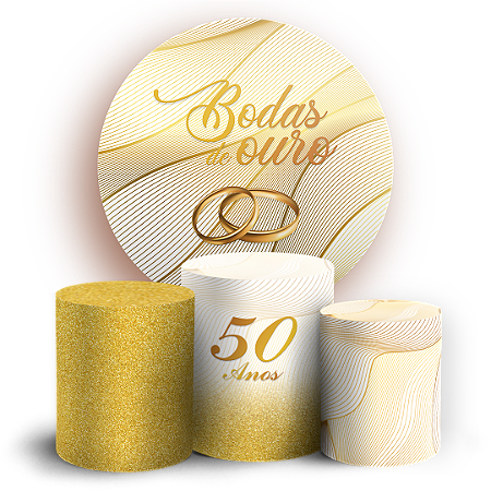 Capas Painel Redondo e Trio Cilindro Sublimado - Bodas de Ouro