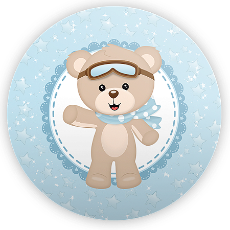 Capa Painel Redondo Sublimado - Urso Azul