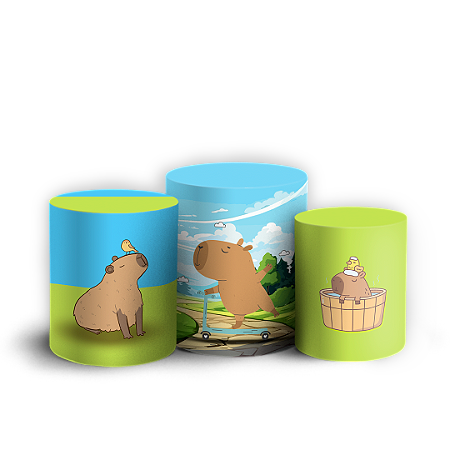 Capas Trio Cilindro Sublimado Vest Facil - Capivara