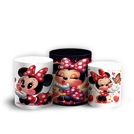 Capas Trio Cilindro Sublimado Vest Facil - Minnie Vermelha Cute
