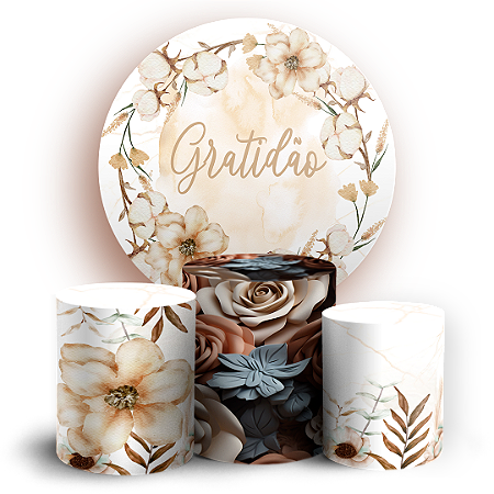 Capas Painel Redondo e Trio Cilindro Sublimado - Floral