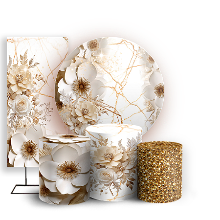 Capas Painel Redondo Trio Cilindro e Faixa Lateral Sublimado - Floral