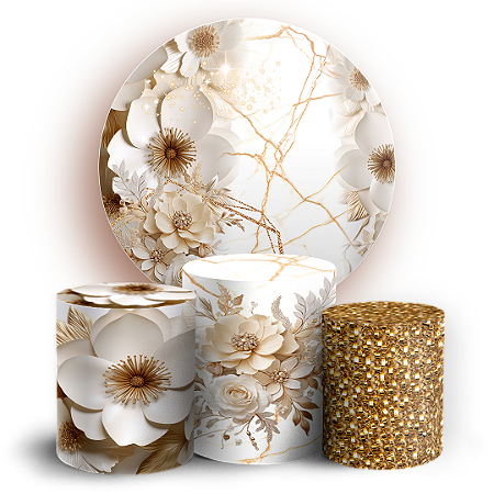 Capas Painel Redondo e Trio Cilindro Sublimado - Floral