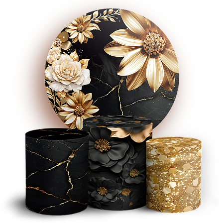 Capas Painel Redondo e Trio Cilindro Sublimado - Floral