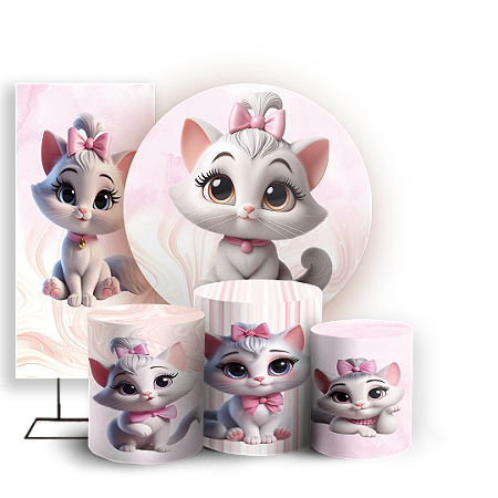 Capas Painel Redondo Trio Cilindro e Faixa Lateral Sublimado - Gatinha