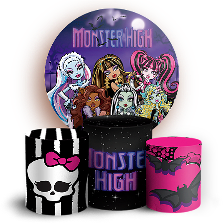 Capas Painel Redondo e Trio Cilindro Sublimado - Monster High