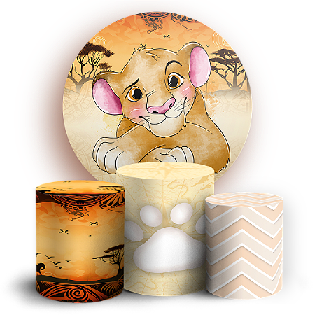 Capas Painel Redondo e Trio Cilindro Sublimado - Rei Leao