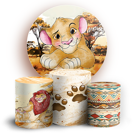 Capas Painel Redondo e Trio Cilindro Sublimado - Rei Leao