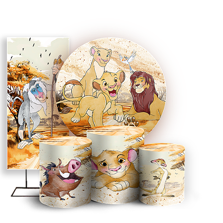 Capas Painel Redondo Trio Cilindro e Faixa Lateral Sublimado - Rei Leao