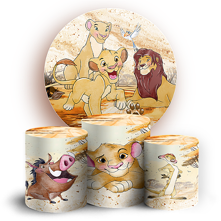 Capas Painel Redondo e Trio Cilindro Sublimado - Rei Leao