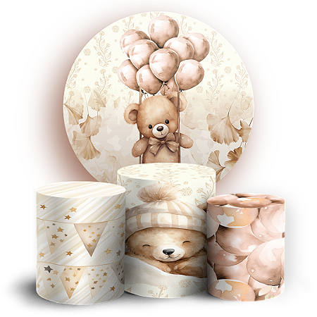 Capas Painel Redondo e Trio Cilindro Sublimado - Urso Marrom