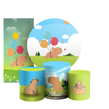 Capas Painel Redondo Trio Cilindro e Faixa Lateral Sublimado - Capivara