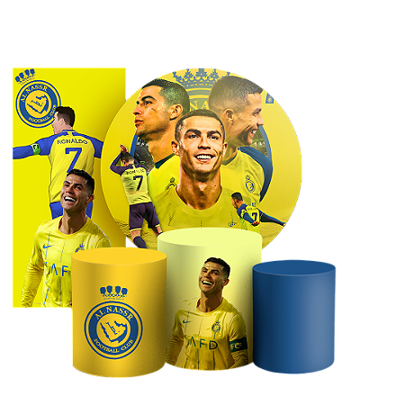Capas Painel Redondo Trio Cilindro e Faixa Lateral Sublimado - CR7 Cristiano Ronaldo