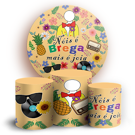 Capas Painel Redondo e Trio Cilindro Sublimado - Festa Junina Nois e Brega