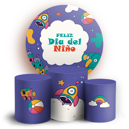 Capas Painel Redondo e Trio Cilindro Sublimado - Dia das Criancas (Espanhol)