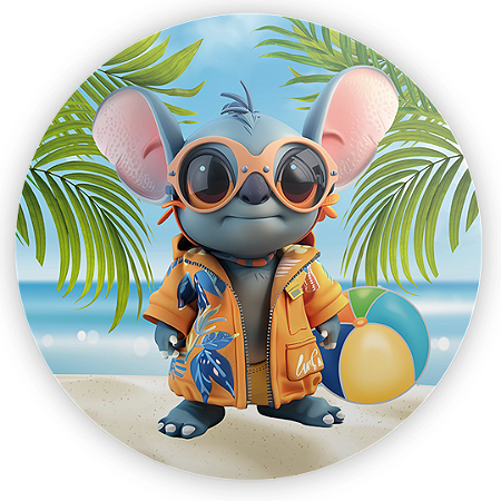 Capa Painel Redondo Sublimado - Lilo E Stitch