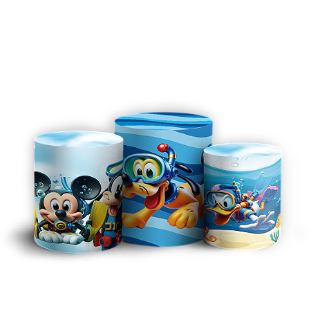 Trio Cilindro - Mickey Fundo Mar - Sublimado 3D