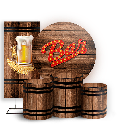 Capas Painel Redondo Trio Cilindro e Faixa Lateral Sublimado - Boteco Bar