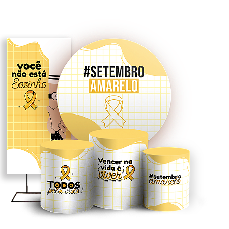 Capas Painel Redondo Trio Cilindro e Faixa Lateral Sublimado - Setembro Amarelo