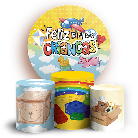 Capas Painel Redondo e Trio Cilindro Sublimado - Dia Das Criancas