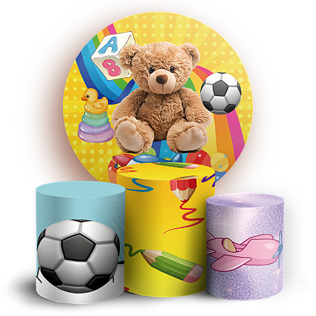 Capas Painel Redondo e Trio Cilindro Sublimado - Dia Das Criancas