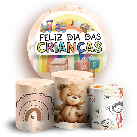 Capas Painel Redondo e Trio Cilindro Sublimado - Dia Das Criancas