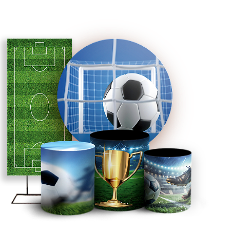 Capas Painel Redondo Trio Cilindro e Faixa Lateral Sublimado - Futebol