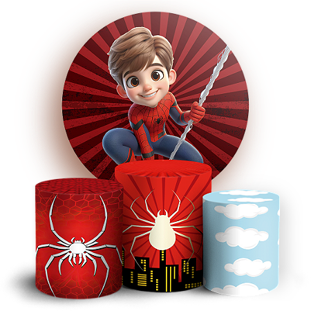Capas Painel Redondo e Trio Cilindro Sublimado - Homem Aranha