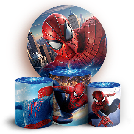 Capas Painel Redondo e Trio Cilindro Sublimado - Homem Aranha