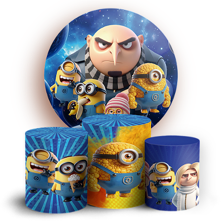 Capas Painel Redondo e Trio Cilindro Sublimado - Malvado Favorito