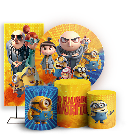 Capas Painel Redondo Trio Cilindro e Faixa Lateral Sublimado - Malvado Favorito