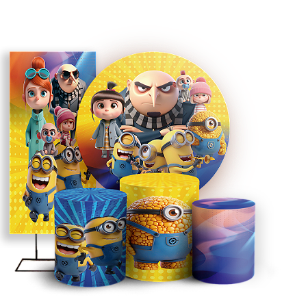 Capas Painel Redondo Trio Cilindro e Faixa Lateral Sublimado - Malvado Favorito