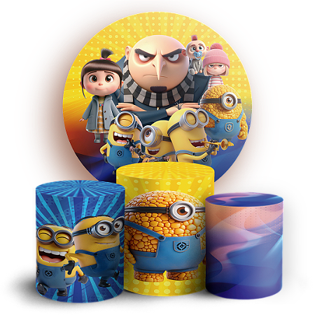 Capas Painel Redondo e Trio Cilindro Sublimado - Malvado Favorito