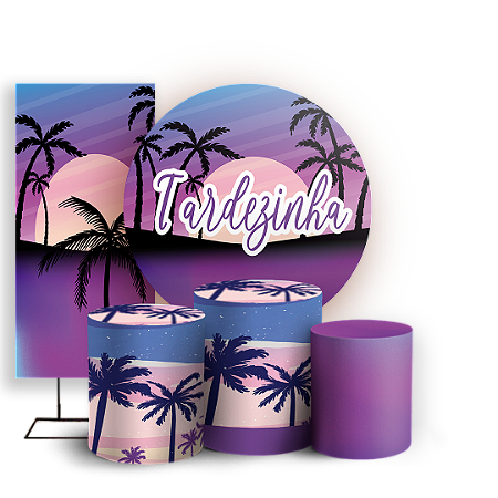 Capas Painel Redondo Trio Cilindro e Faixa Lateral Sublimado - Tardezinha