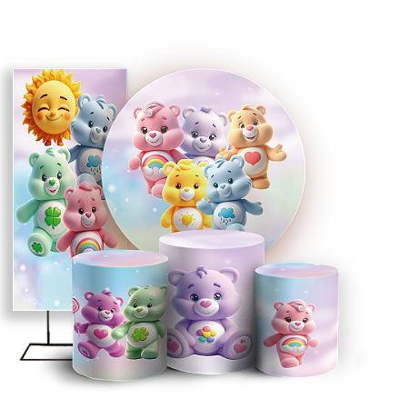 Capas Painel Redondo Trio Cilindro e Faixa Lateral Sublimado - Ursinhos