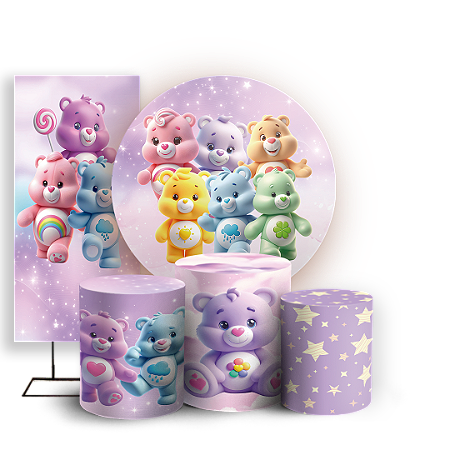 Capas Painel Redondo Trio Cilindro e Faixa Lateral Sublimado - Ursinhos