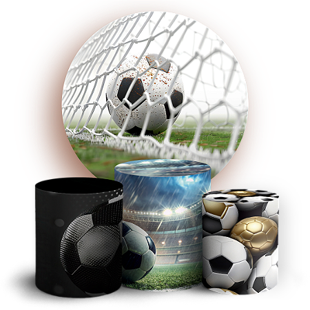 Capas Painel Redondo e Trio Cilindro Sublimado - Futebol