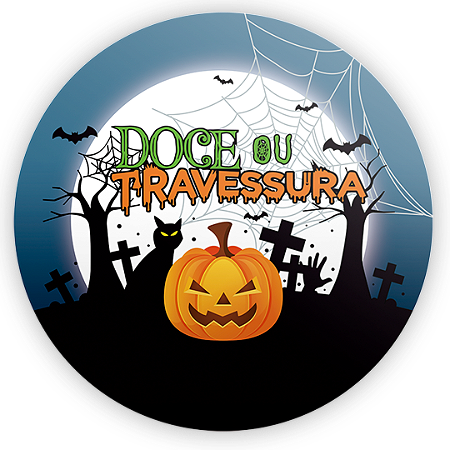 Painel Redondo - Dia das Bruxas Halloween - Sublimado 3D