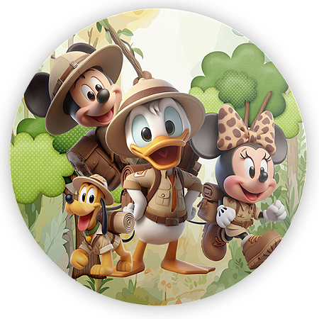 Capa Painel Redondo Sublimado - Mickey Safari