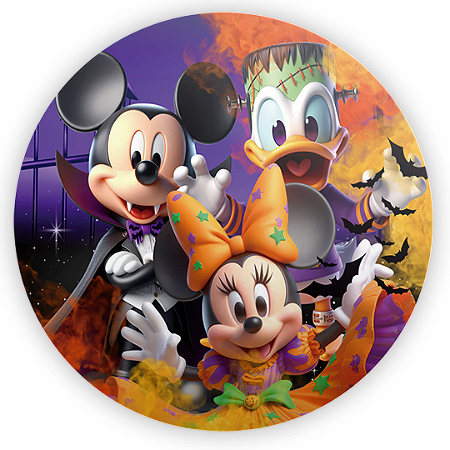 Capa Mini Painel Sublimado - Mickey Dia das Bruxas Halloween