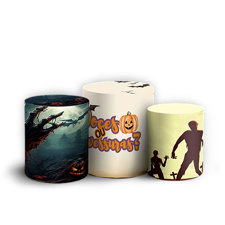 Capas Trio Cilindro Sublimado Vest Facil - Dia das Bruxas Halloween