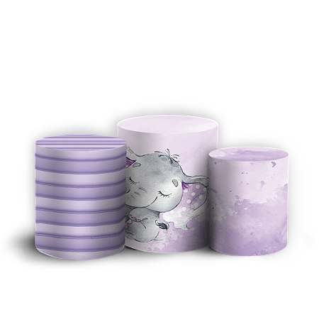 Capas Trio Cilindro Sublimado Vest Facil - Elefante Rosa