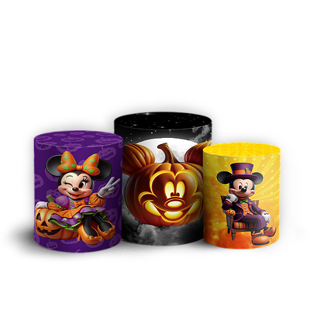 Capas Trio Cilindro Sublimado Vest Facil - Mickey Dia das Bruxas Halloween