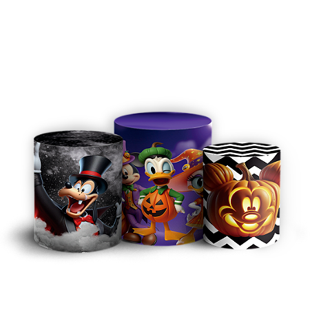Capas Trio Cilindro Sublimado Vest Facil - Mickey Dia das Bruxas Halloween