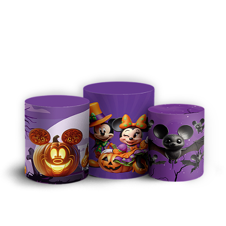 Capas Trio Cilindro Sublimado Vest Facil - Mickey Dia das Bruxas Halloween